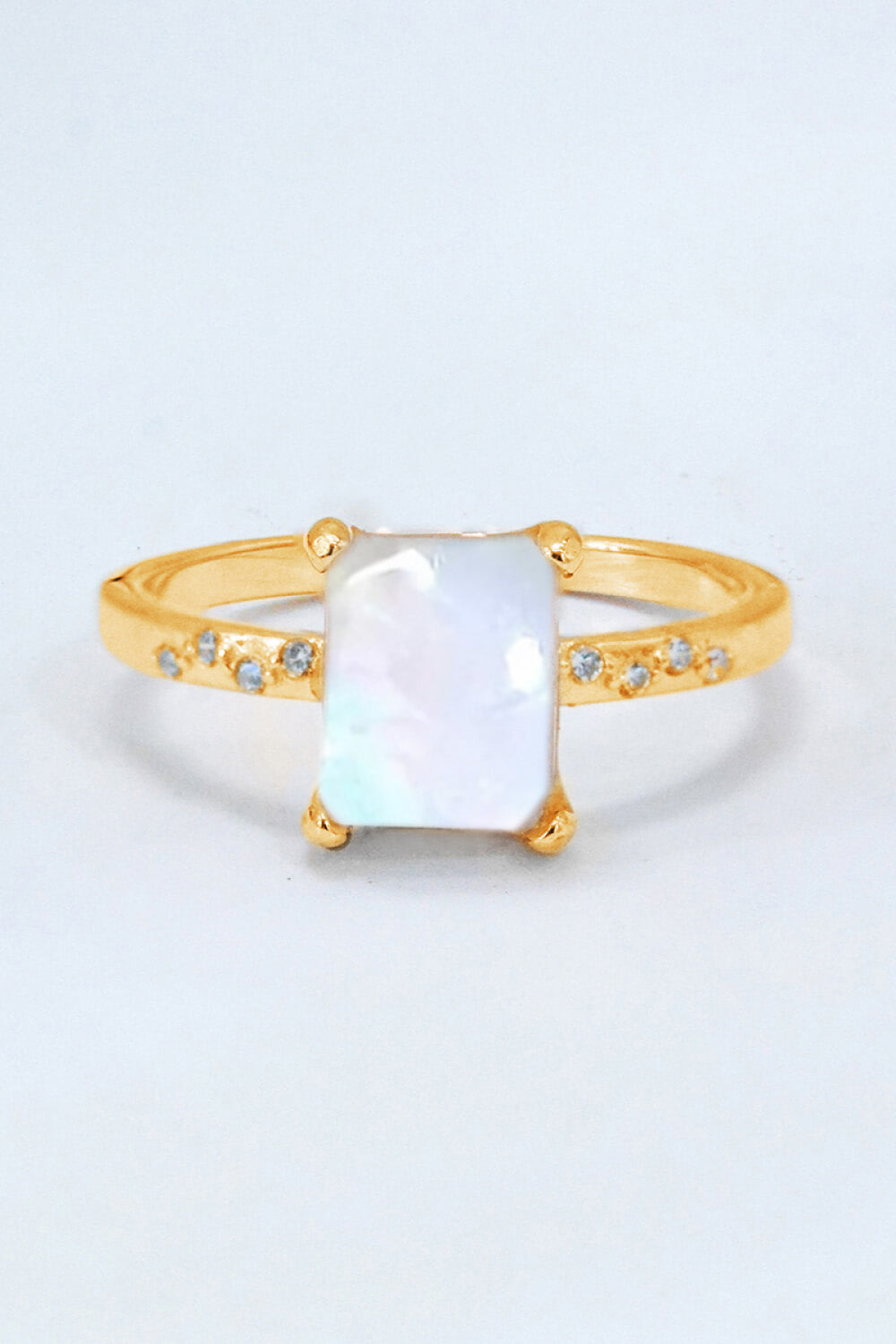 Square Moonstone Silver Ring