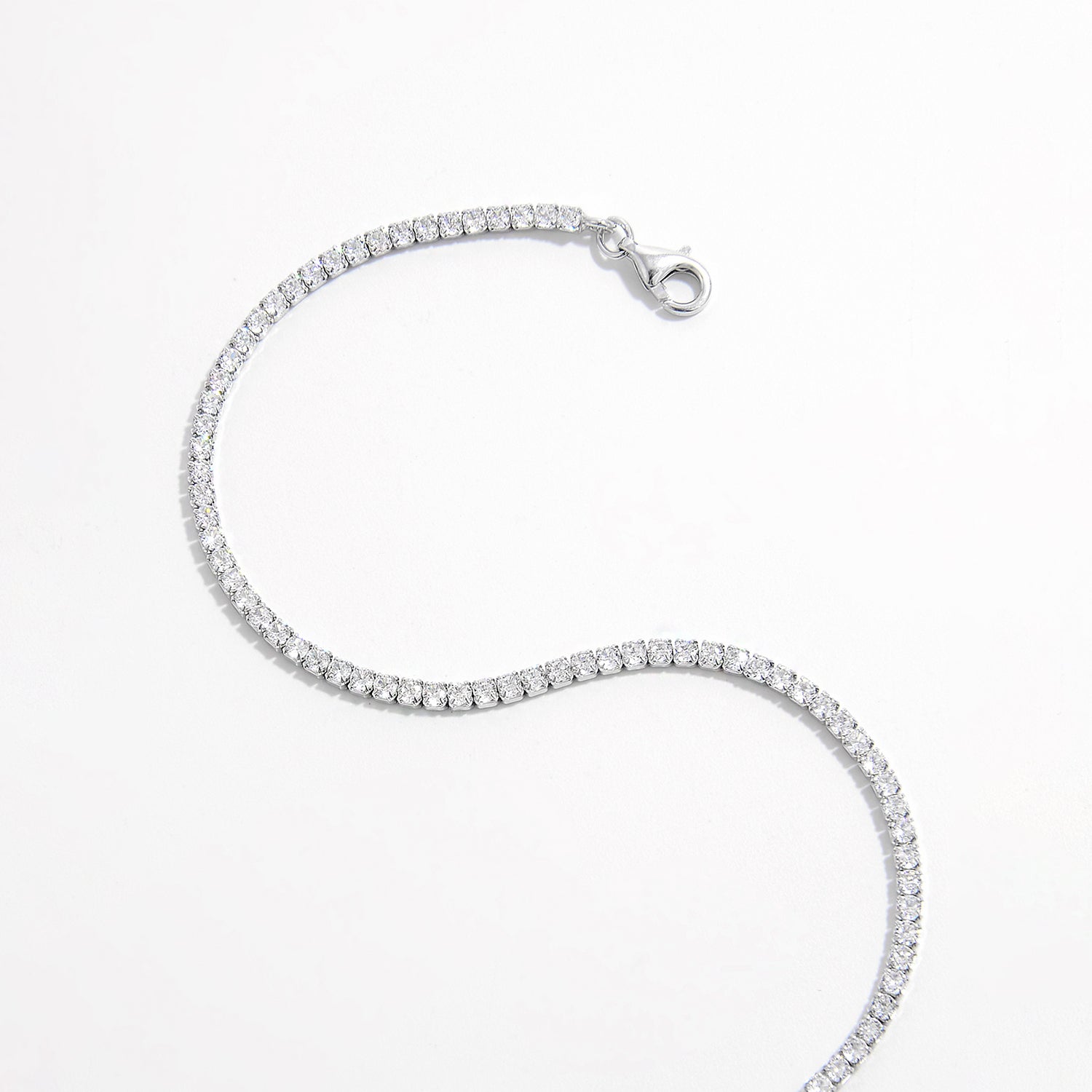 Zircon-Encrusted Silver Bracelet