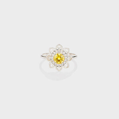 Anello con Fiore di Zircone Platinato