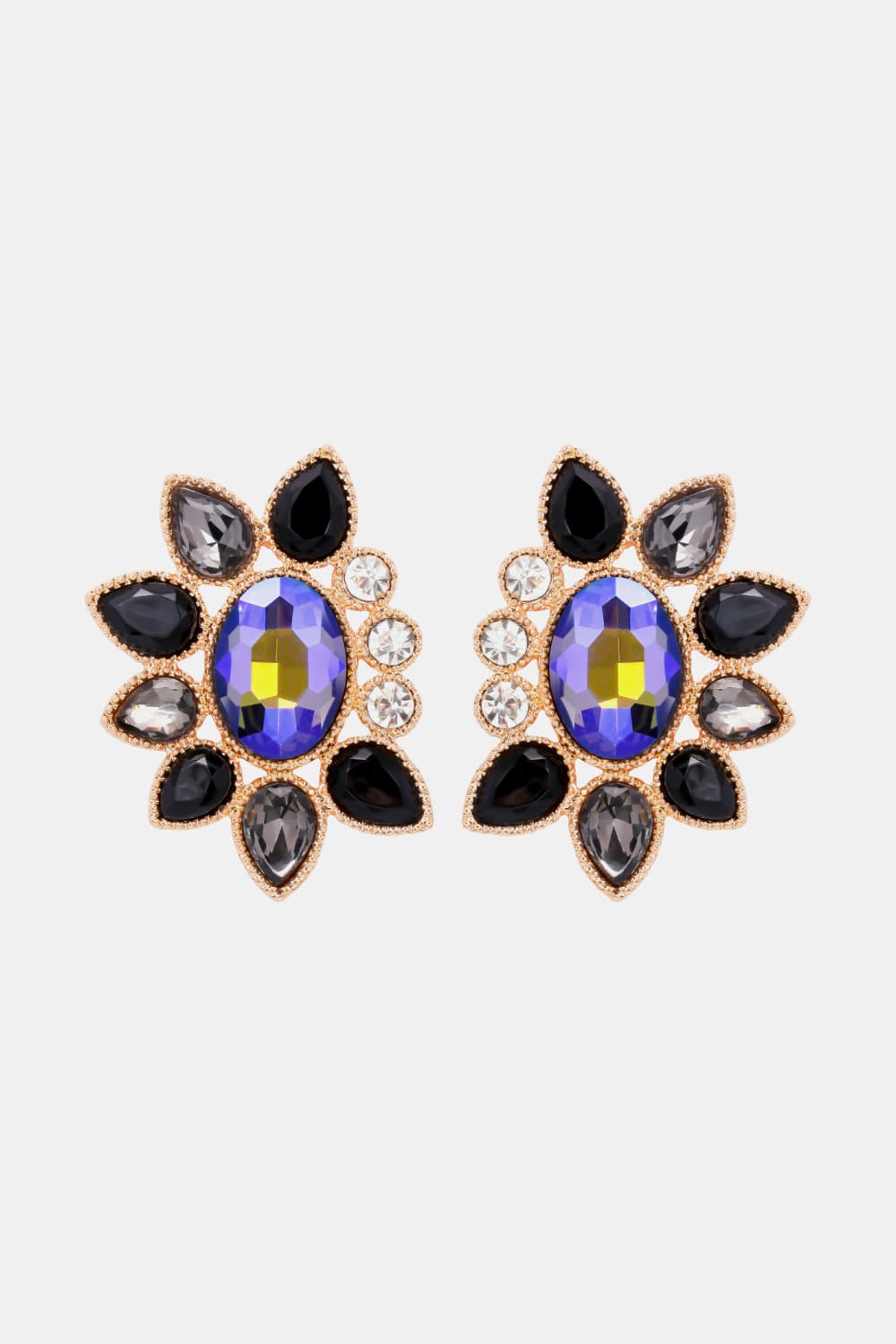 Angular Glass Stone Hoops