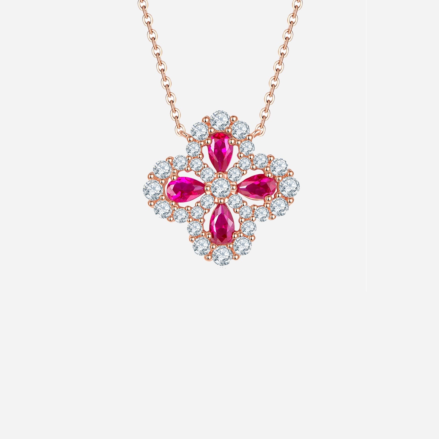 Ciondolo in argento floreale Lab Ruby