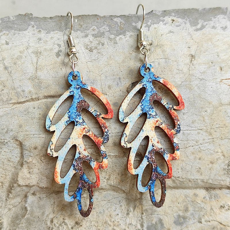 Træblad Dangle Hoops