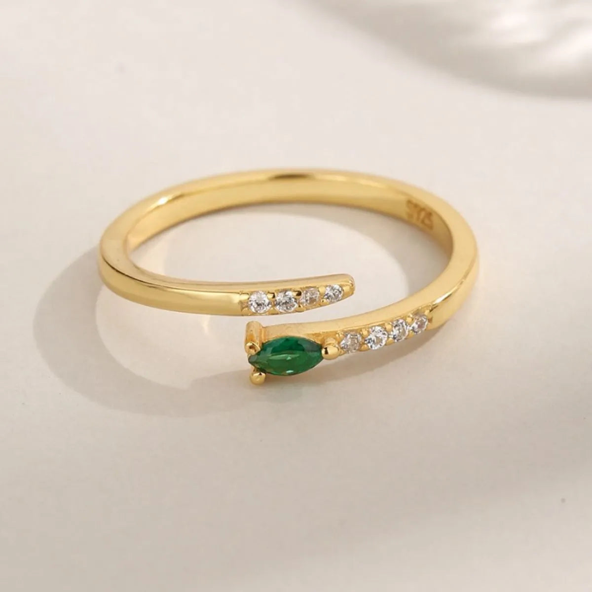 Zircon-Adorned Silver Open Ring