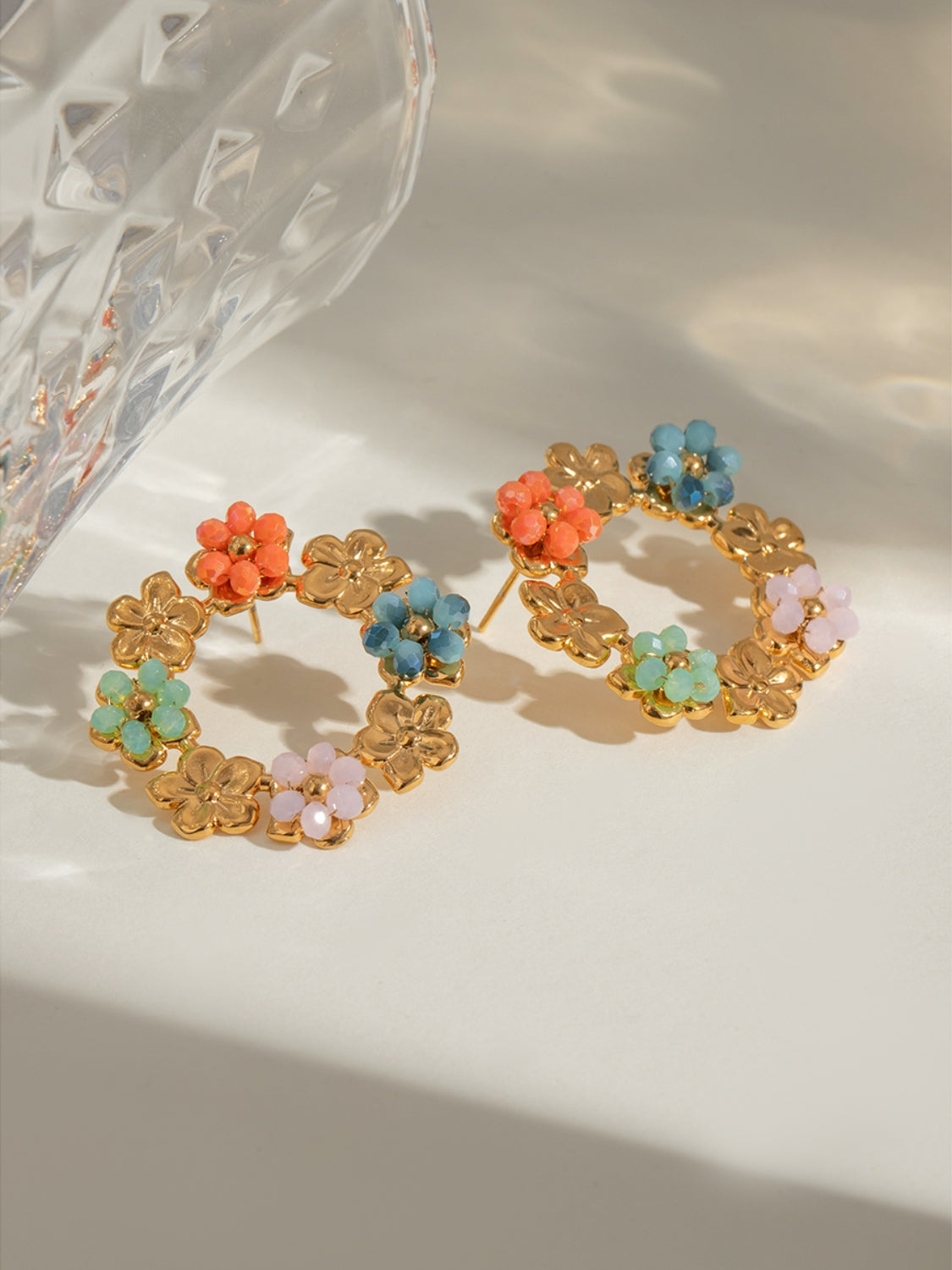 Krystal Blomster Stål Studs
