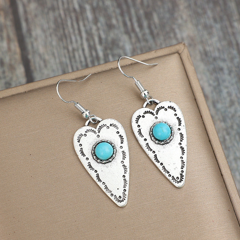 Turkis Hjerte Dangle Hoops