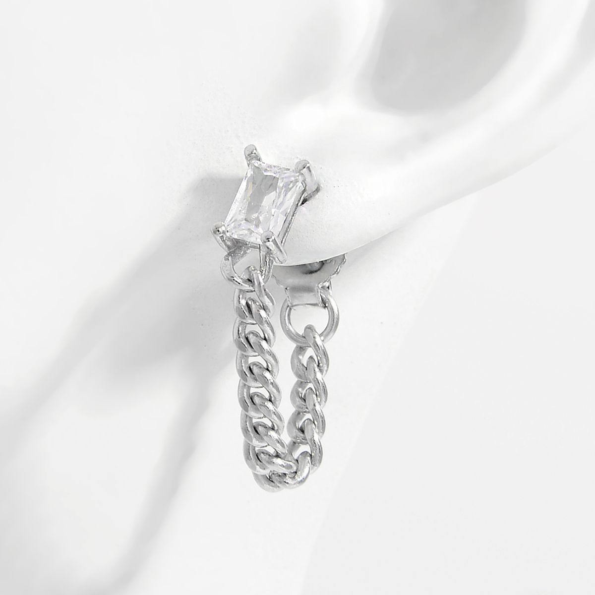 Zircon Silver Link Earrings