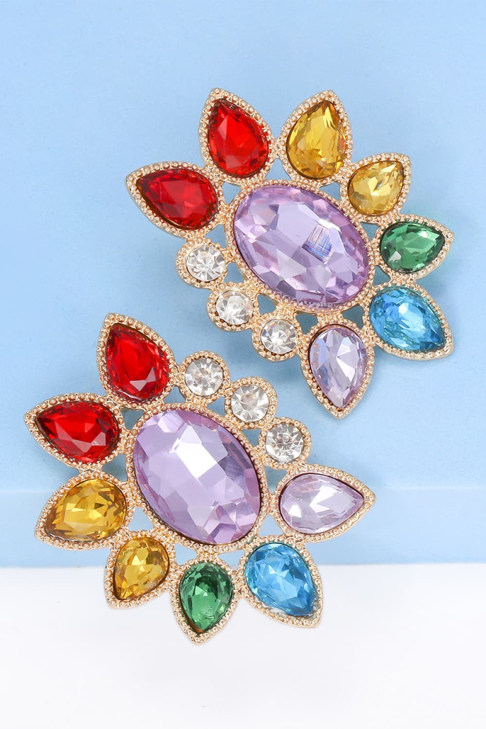 Angular Glass Stone Hoops