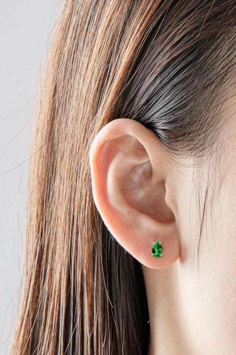 Lab Emerald Crystal Studs