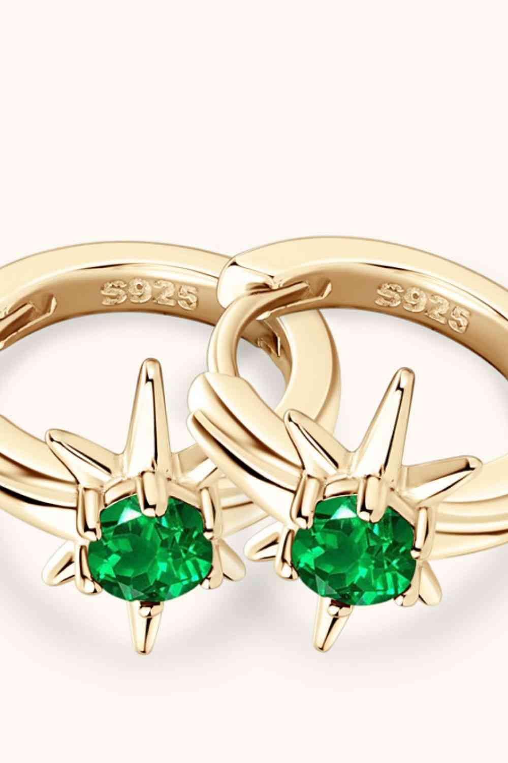 Lab Emerald Huggie Hoops