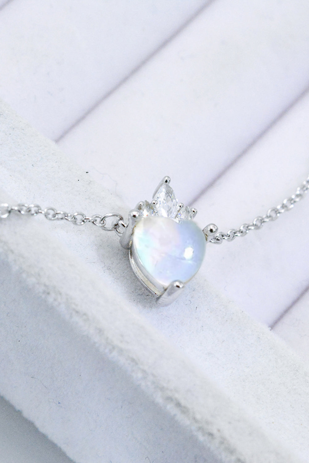 Moonstone Heart Pendant Necklace
