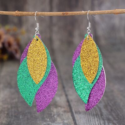 Leaf Pattern Leather Dangles