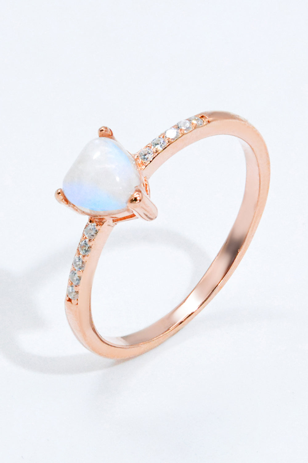 Rose Gold Moonstone Heart Ring