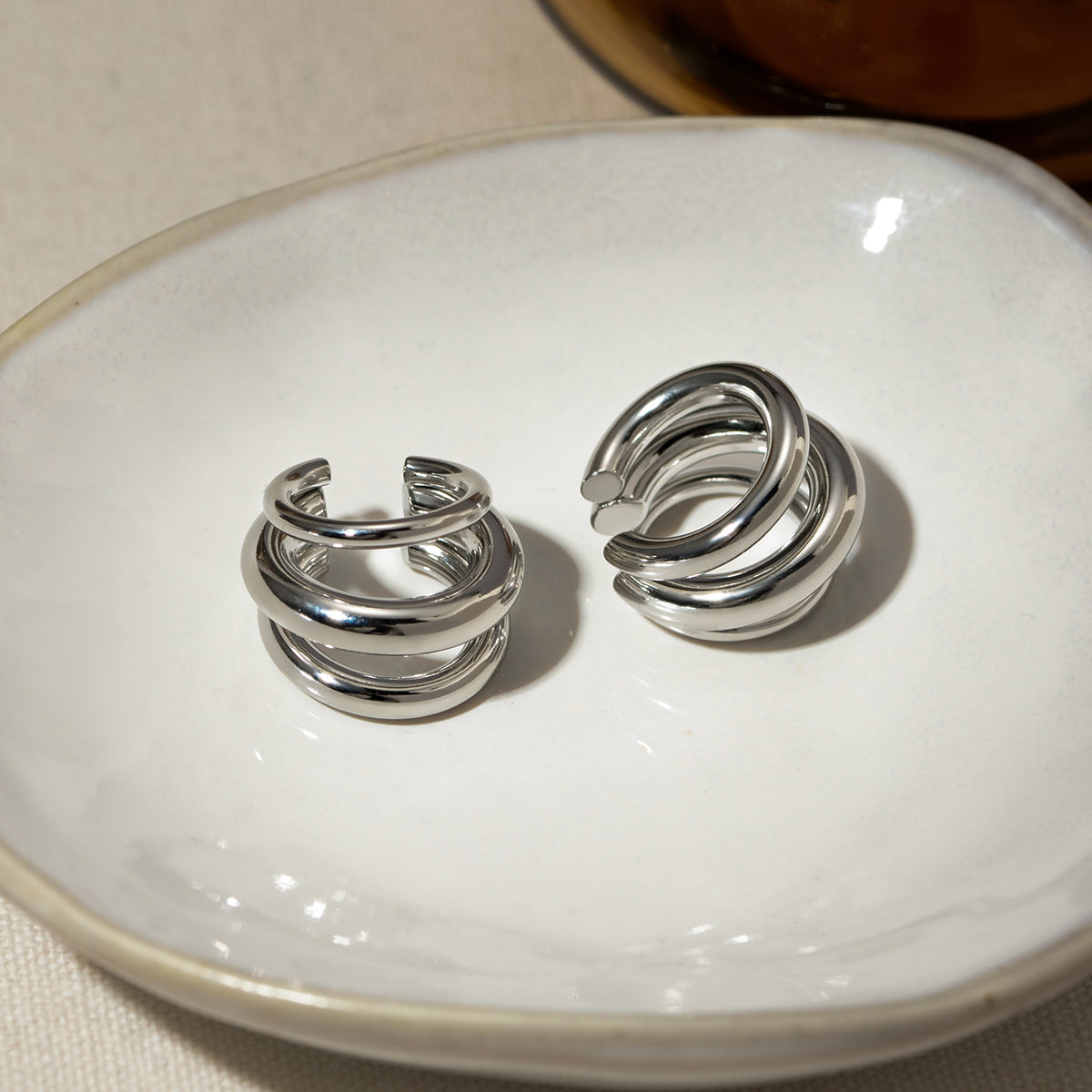 Layered Steel Hoop Earrings