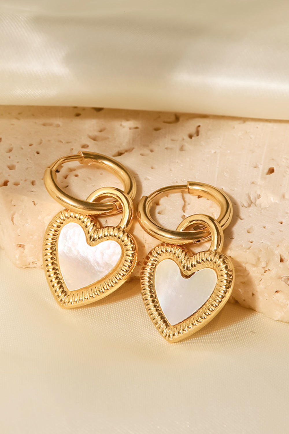 Shell Heart Drop Earrings
