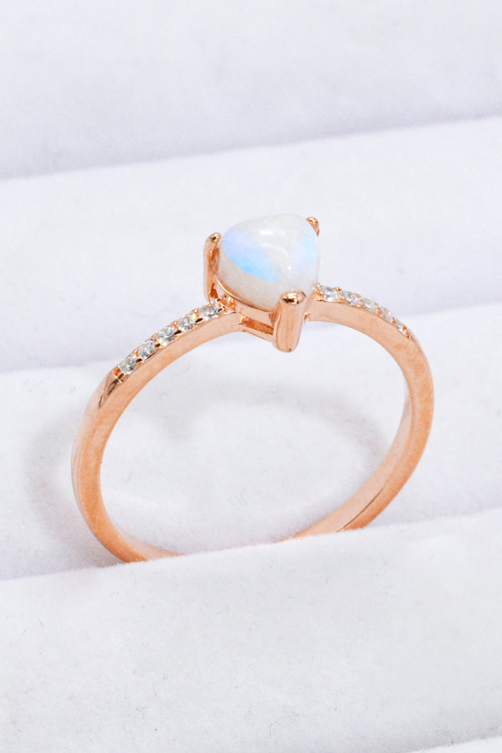 Rose Gold Moonstone Heart Ring