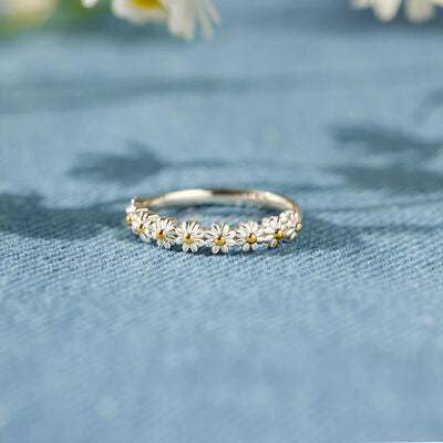Blumen Zirkon Silber Ring