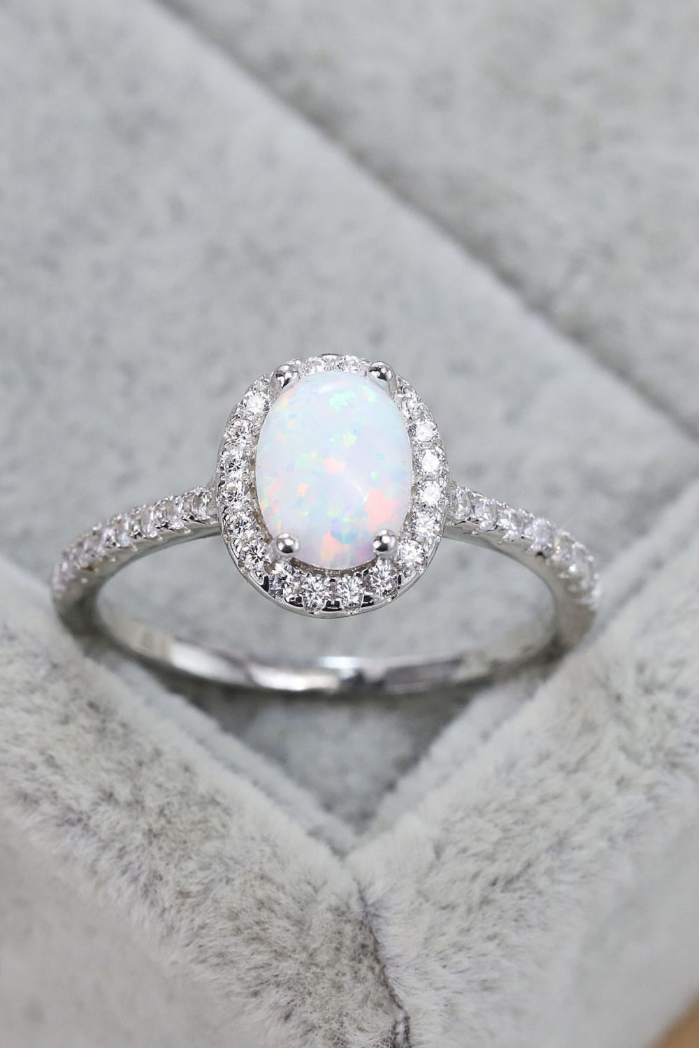 Anello Argento Opal Halo