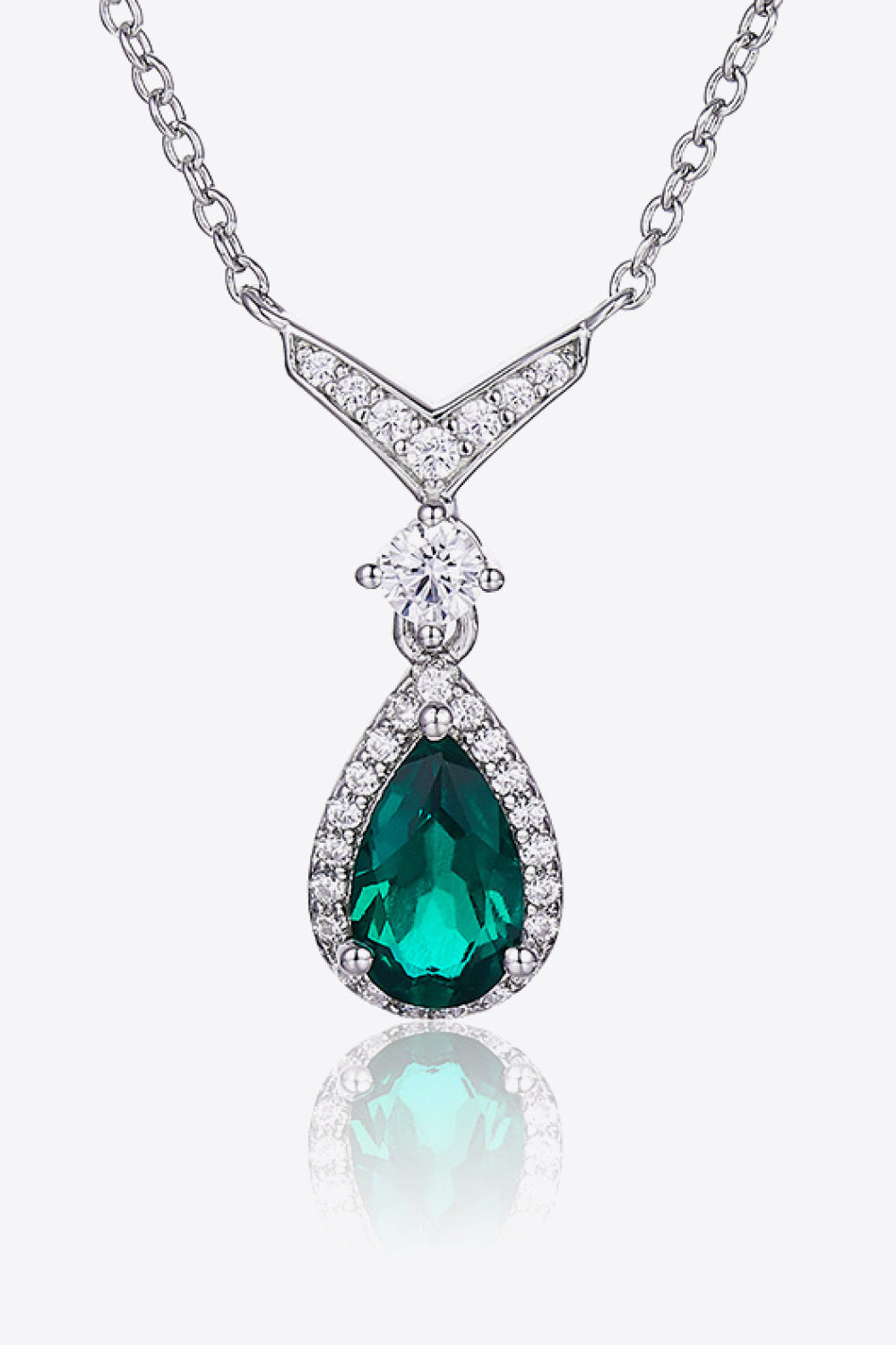 Lab Emerald Drop Necklace