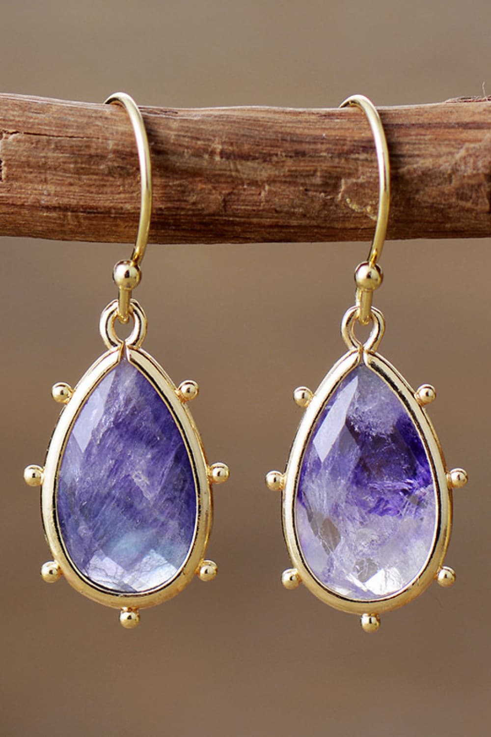 Natural Gem Drop Earrings