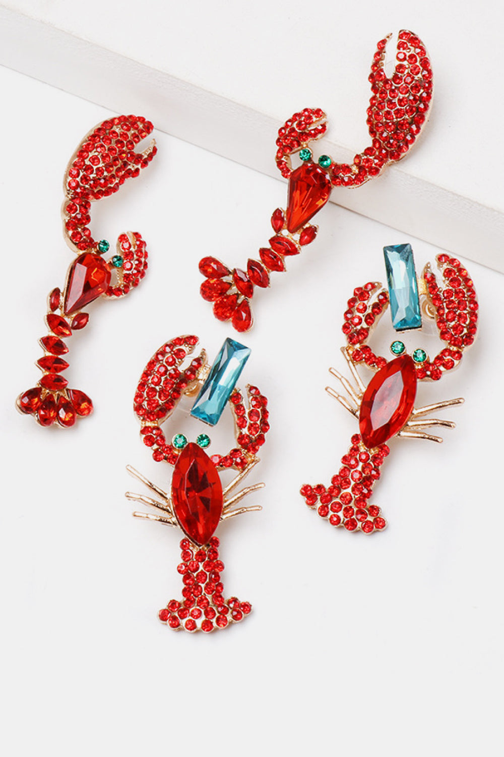 Lobster Glass Drop Earrings