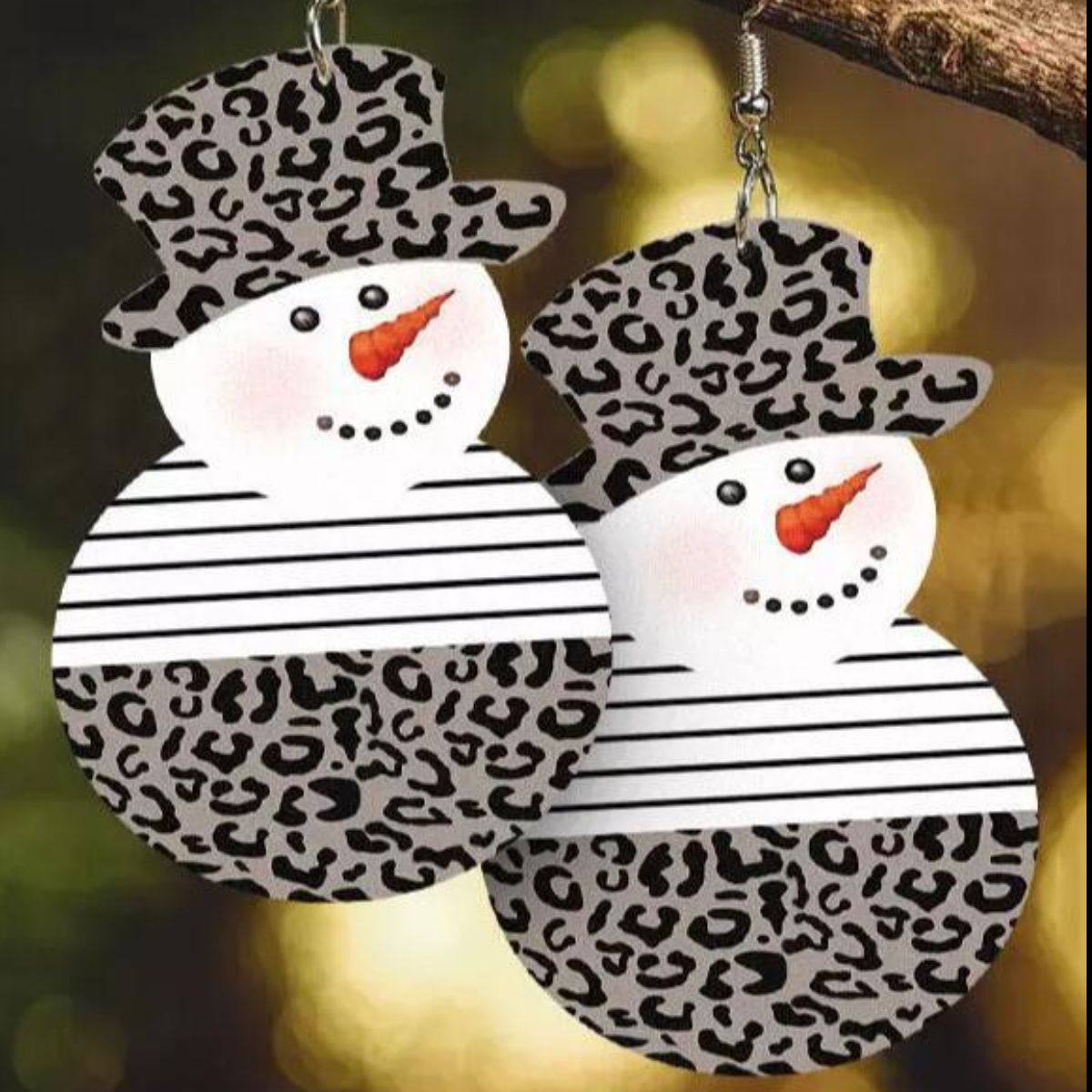 Orecchini pendenti in pelle Snowman