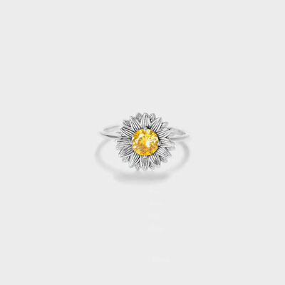 Anello in argento con zircone a forma di girasole