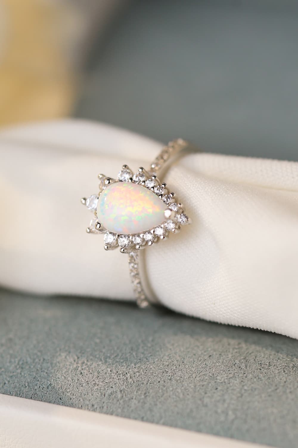 Platin Opal Perle Ring