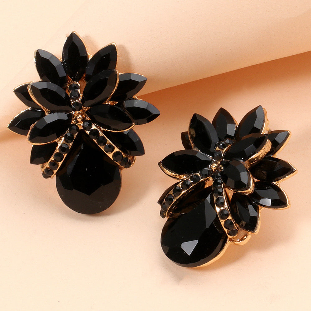 Pendientes de piedra de vidrio con diseño floral