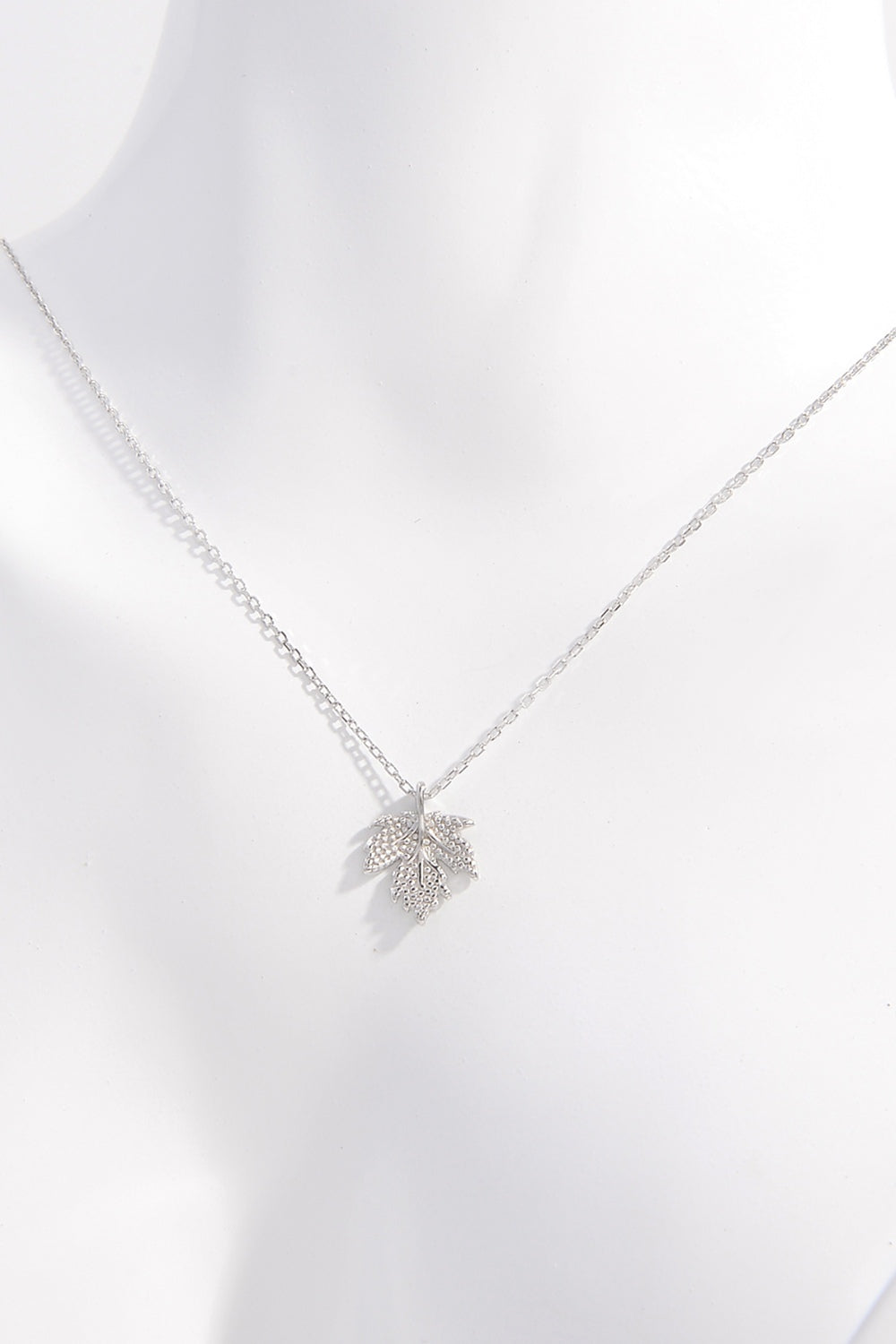 Zircon Maple Leaf Silver Chain