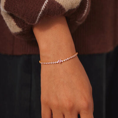 Gold Heart Zircon Bracelet
