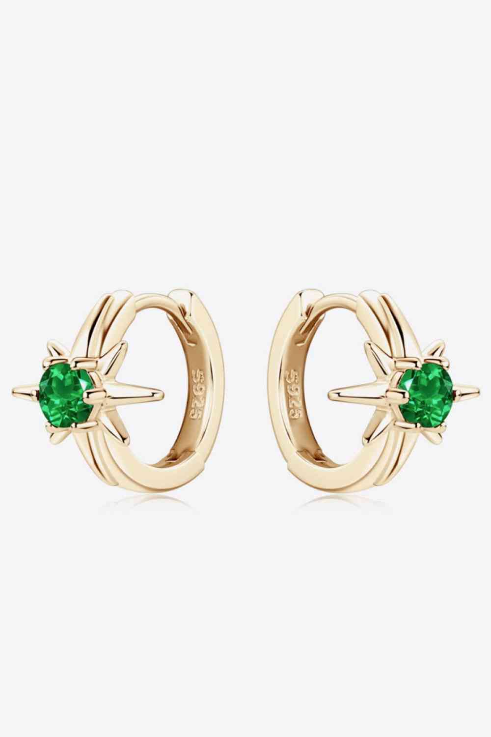 Lab Emerald Huggie Hoops