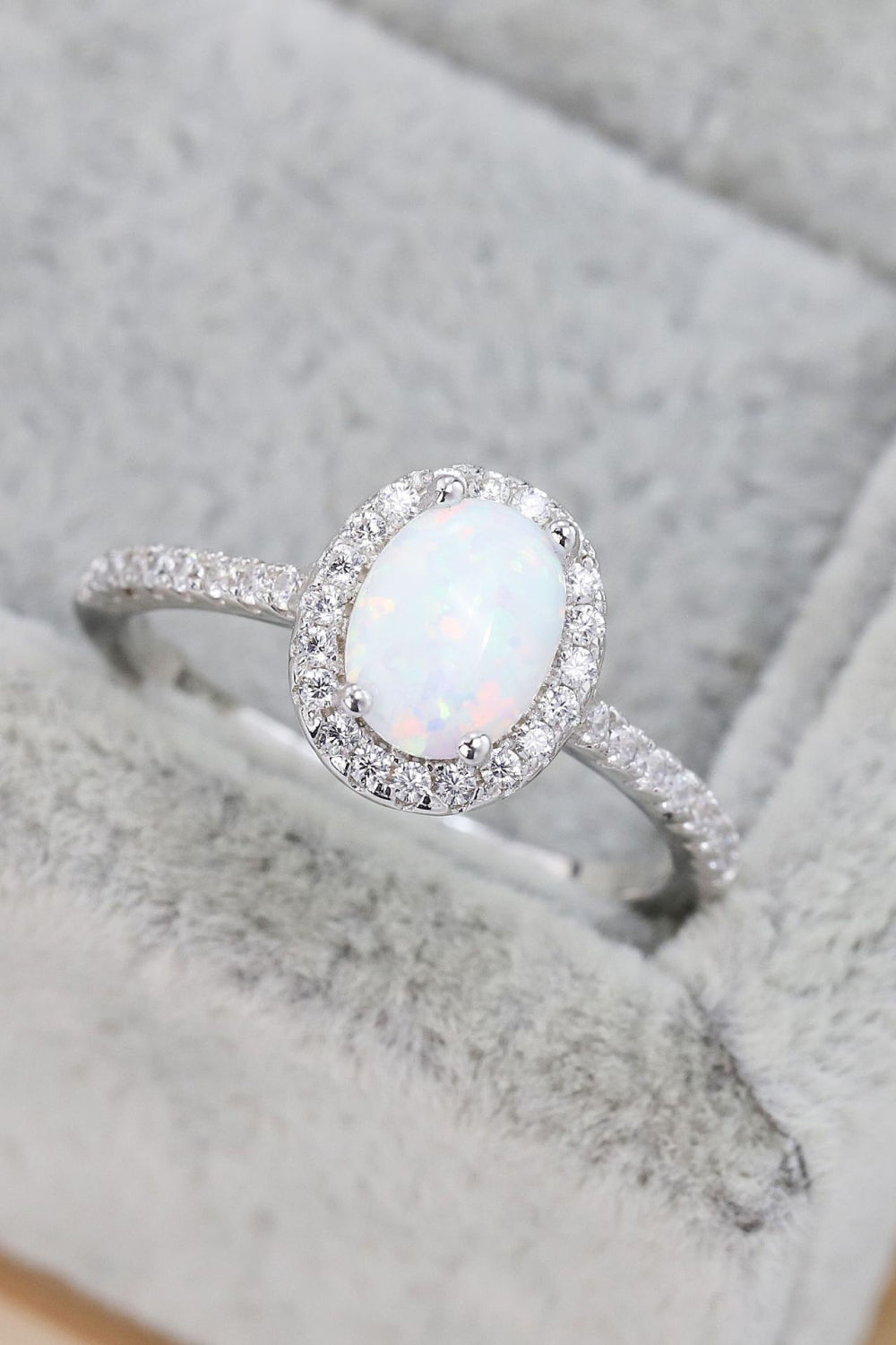 Anello Argento Opal Halo