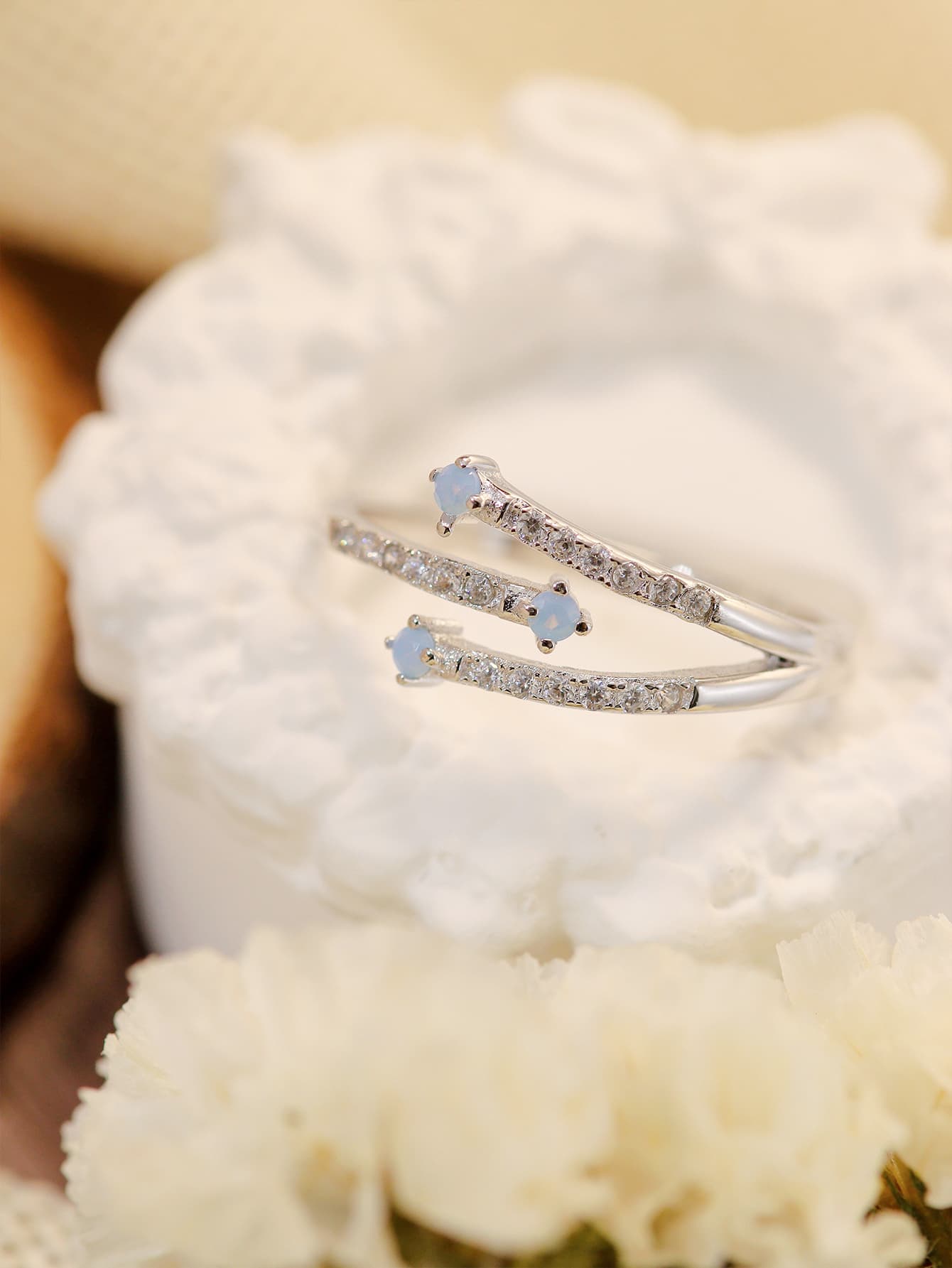 Platinum Moonstone Ring