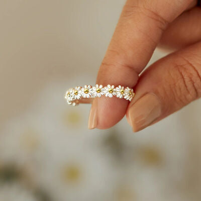 Blumen Zirkon Silber Ring