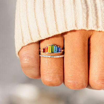 Dobbeltlag Zircon Sølv Ring