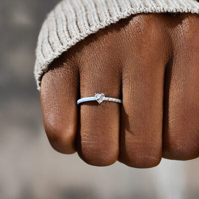 Emalje Hjerte Zirkon Ring