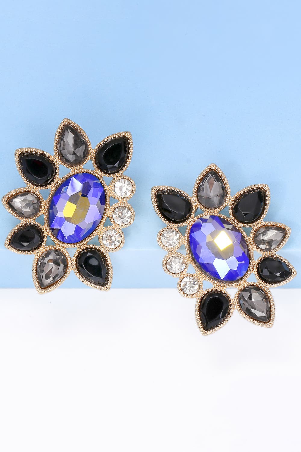 Angular Glass Stone Hoops