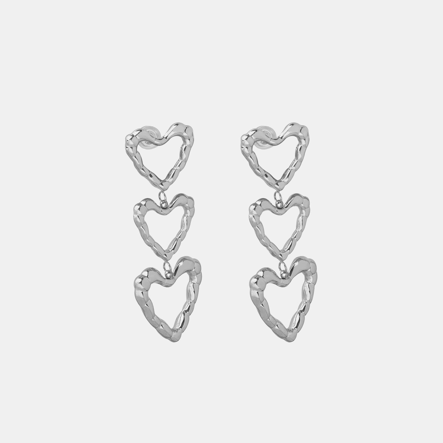 Steel Heart Stud Earrings