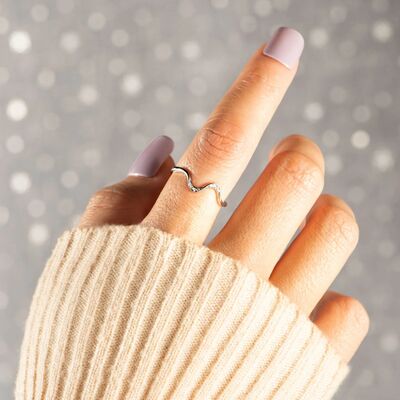Bølge Zircon Sølv Ring