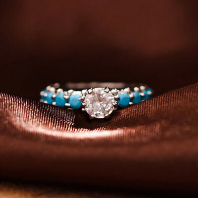 Anello in argento con zircone turchese