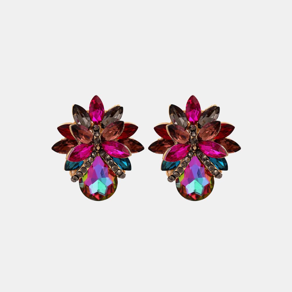 Pendientes de piedra de vidrio con diseño floral