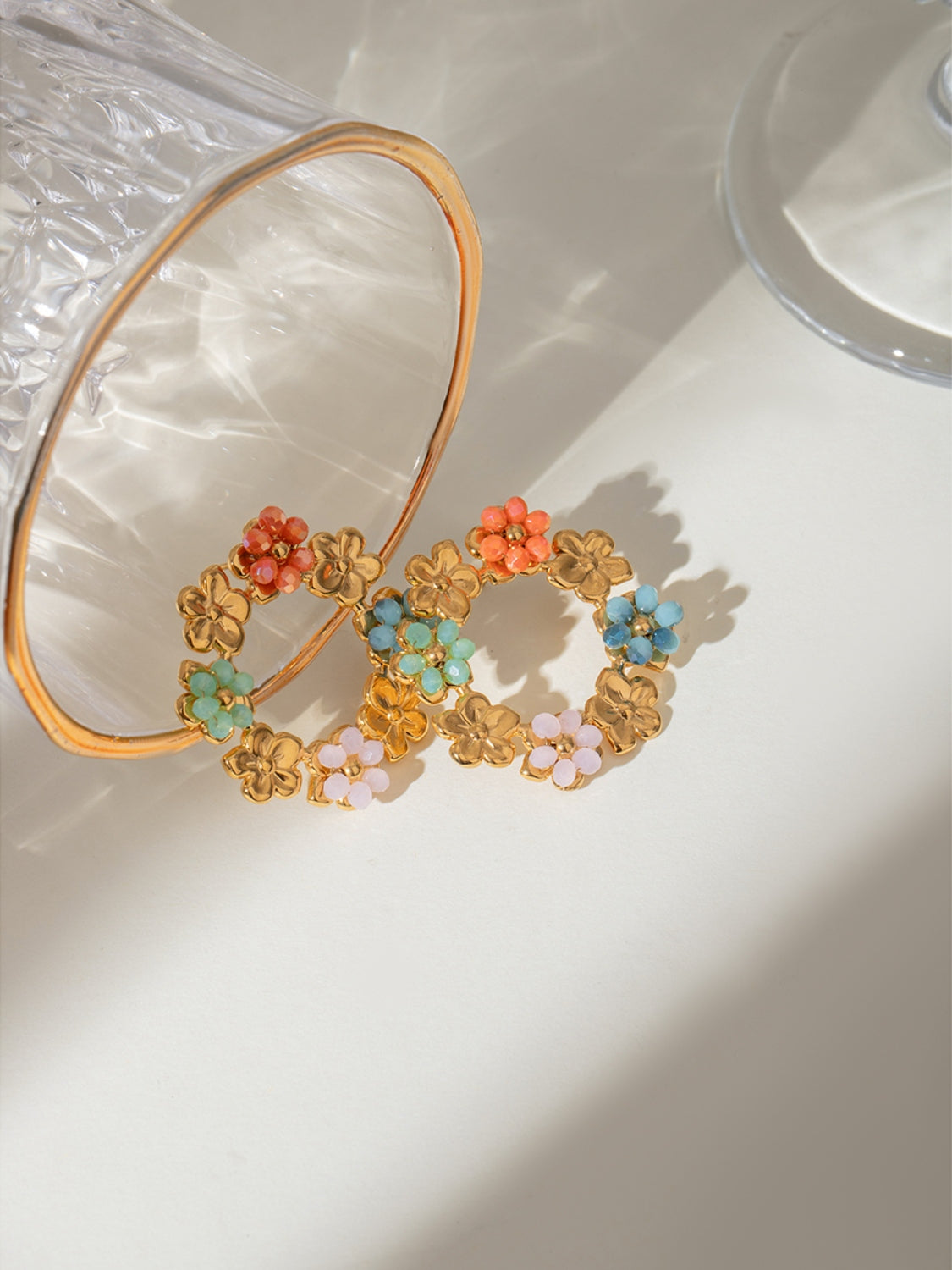Krystal Blomster Stål Studs