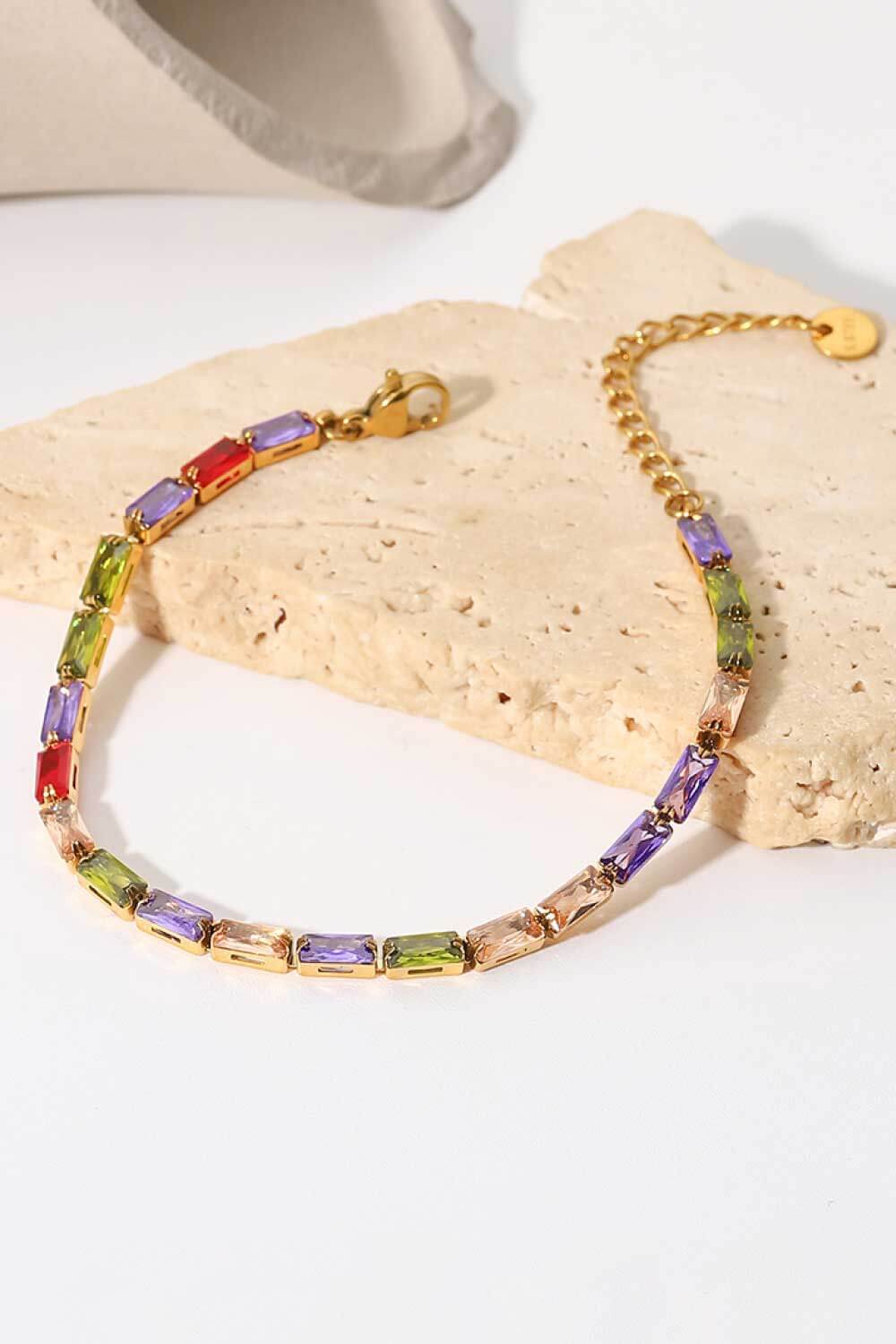 Rainbow CZ Gold Bracelet