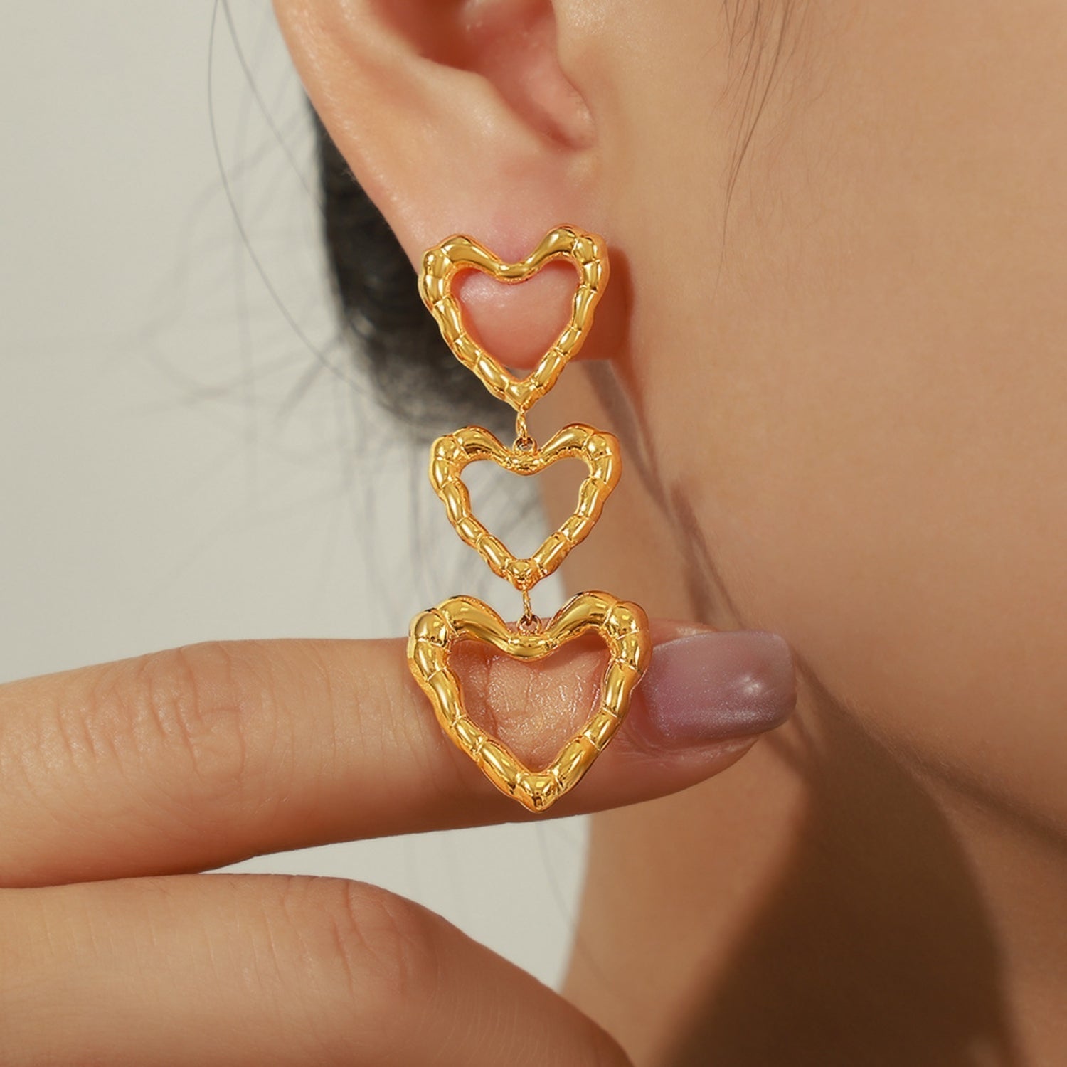 Steel Heart Stud Earrings