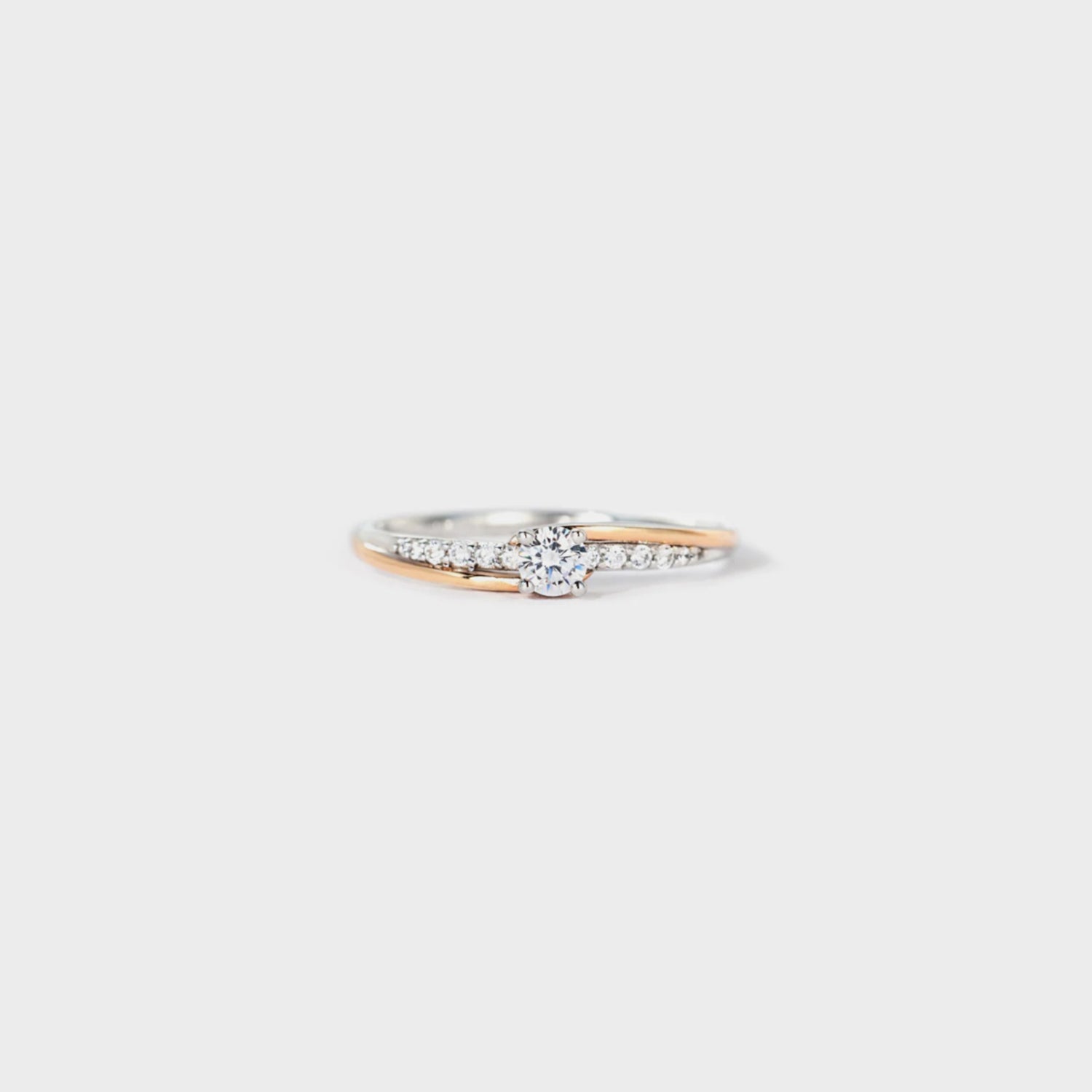 To-tone rosaguld zirkon blomster ring