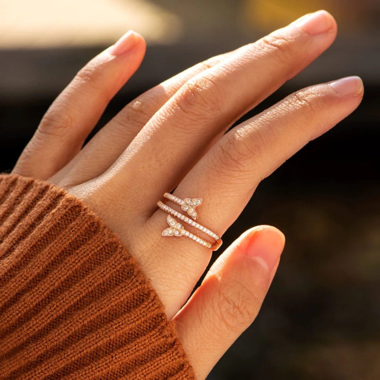 Zircon Butterfly Silver Ring
