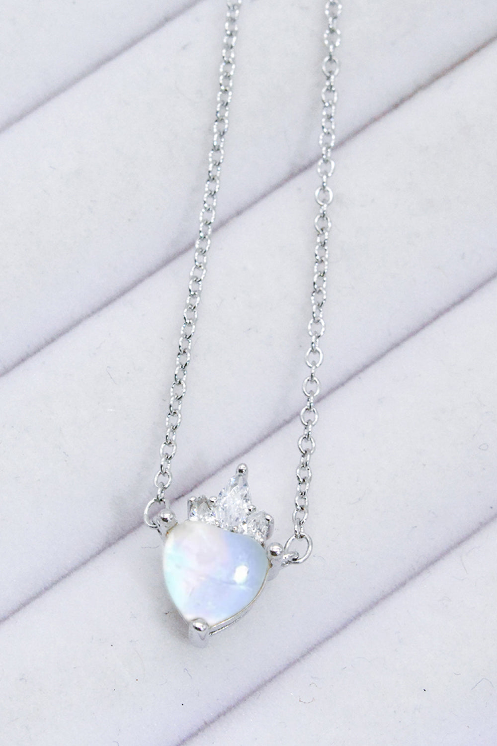 Moonstone Heart Pendant Necklace
