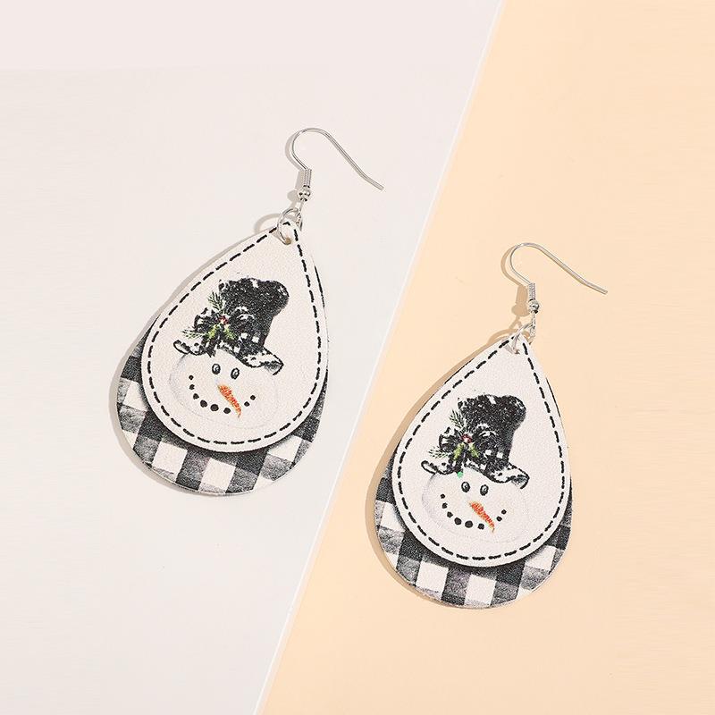 Orecchini pendenti in pelle Snowman
