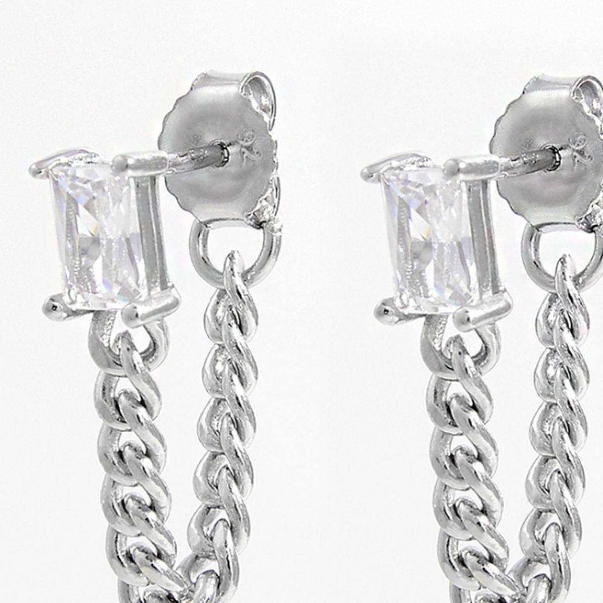 Zircon Silver Link Earrings