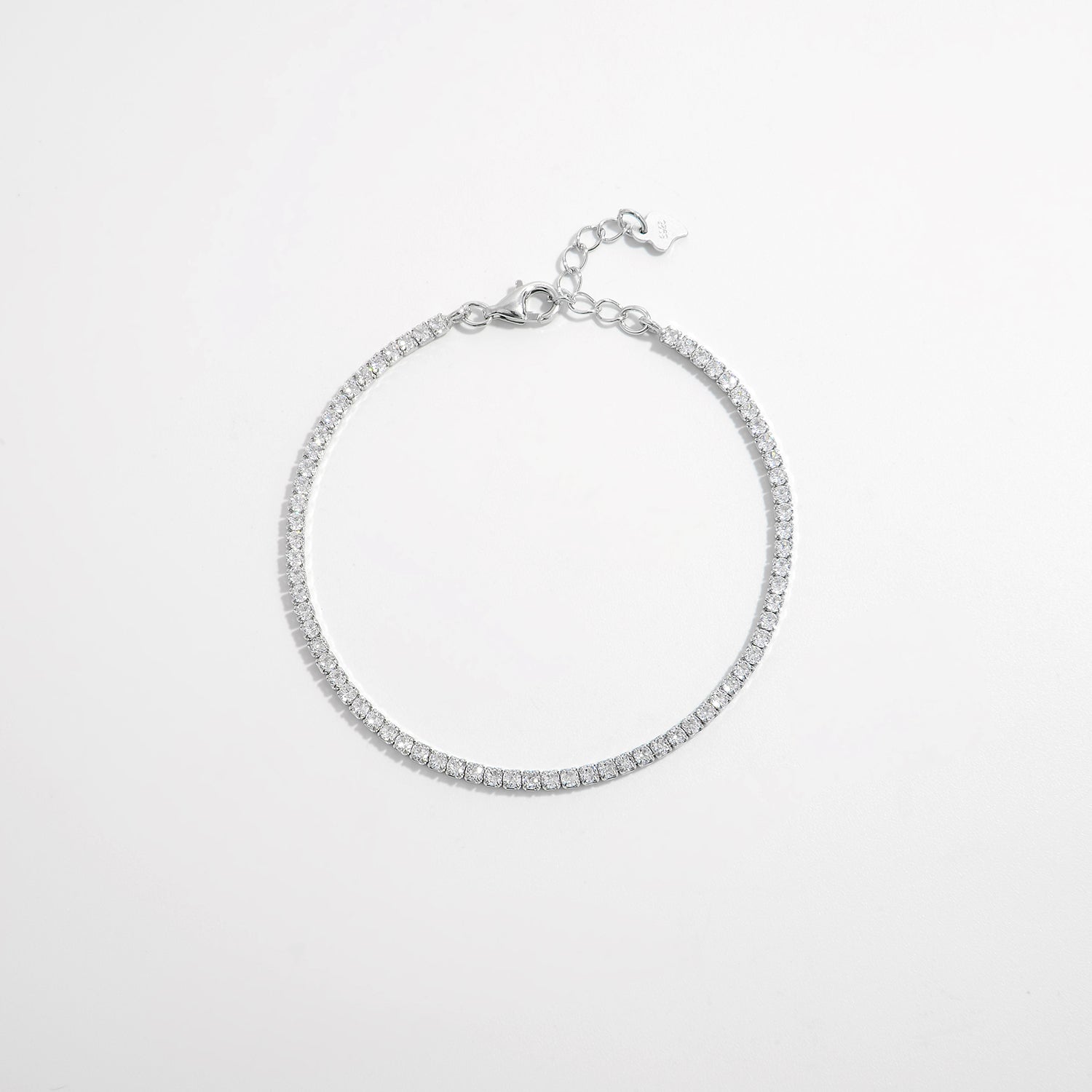 Zircon-Encrusted Silver Bracelet